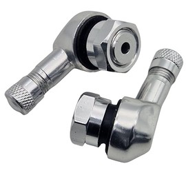 2x Motorcycle Aluminium Angle Valve Silver 11.3 mm Valves Angle Valve