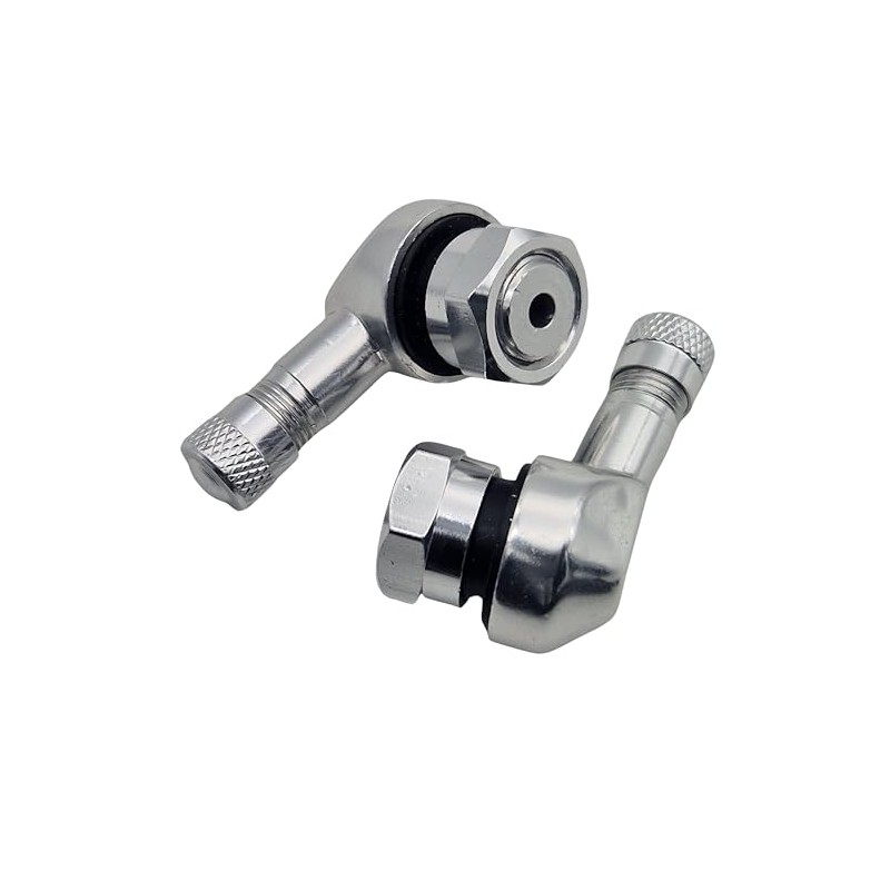 2x Motorcycle Aluminium Angle Valve Silver 11.3 mm Valves Angle