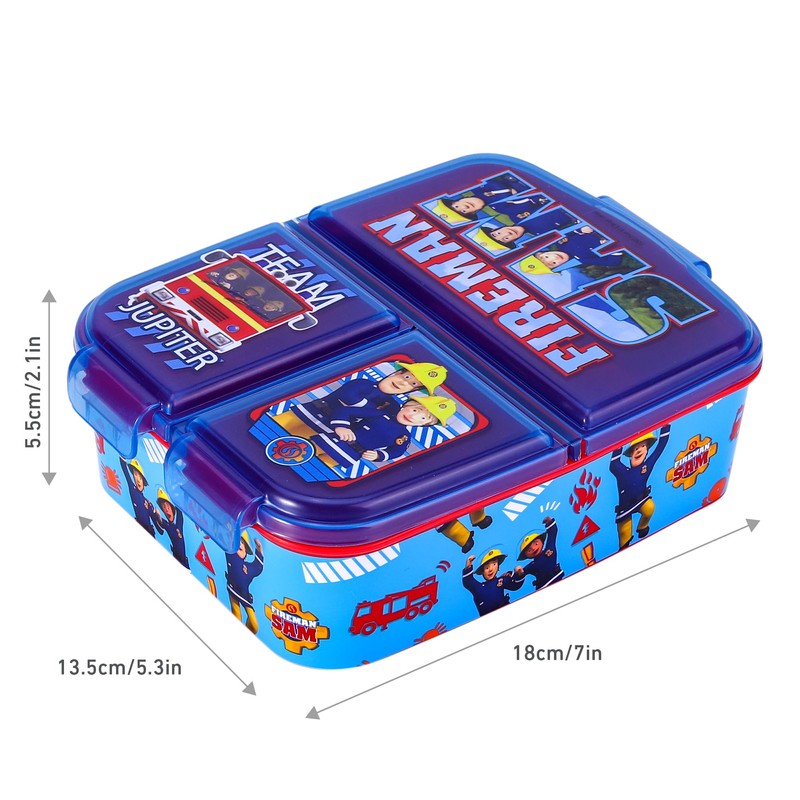 Zawadi Global Fireman Sam Kids Childrens Multi Compartment Rectangular School