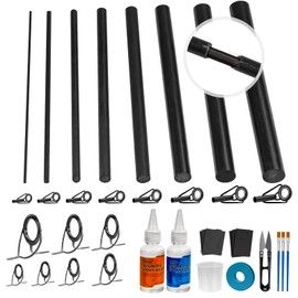 THKFISH Fishing Rod Repair Kit with Carbon Fiber Sticks Rod Tips Repair kit Rod Eyelet Replacement kit Pole Repair Kit Complete for Rod Building Supplies