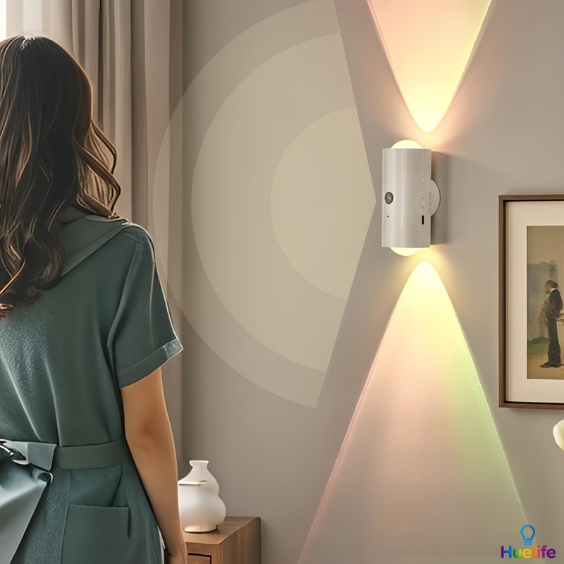 Huelife 4 Pack Rechargeable Color-Changing LED Wall Lamp, Motion Sensor