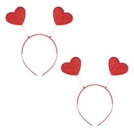 Soochat Heart Headband Red Heart Headband Love-shaped Head Boppers for Valentine’s Day Party Accessoires 2Pcs
