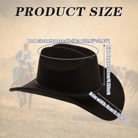 Antsparty Cowboy Hat for Women and Men, Unisex Western Cowboy Hat Wide Brim Badge Felt Hat, Vintage Cowboy Accessories for Western Theme Party