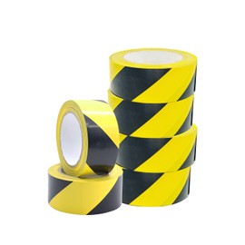 6 x Floor Marking 48mm x 33m LDPE Black & Yellow Heavy Duty High Visibility Floor Hazard Lane Tape