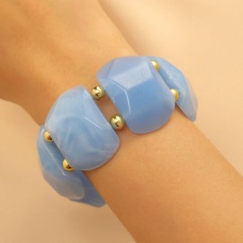 CXENSJH Acrylic Bracelet for Women Chunky Resin Acrylic Wide Bracelet Boho Statement Bracelet Vintage Bangle Jewelry(Stretch Blue)