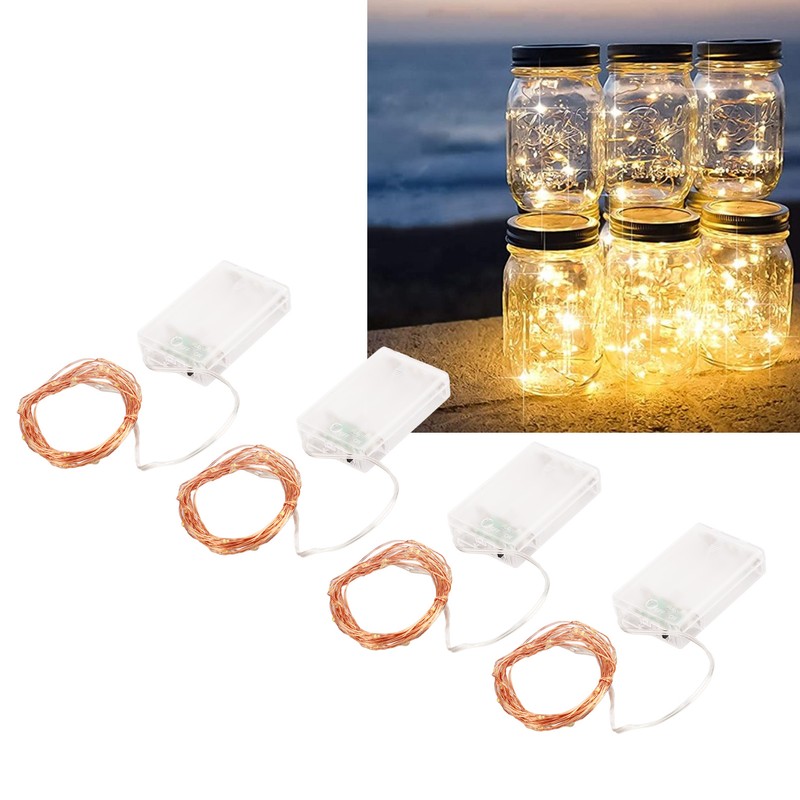 4pcs LED String Lights 5.3m 52pcs Lamp Beads Warm Lighting