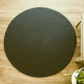 Colonial Mills Delicious Braid Reversible Round 3X3 Area Rug - Ebony, Handcrafted in USA, Woven Texture, High Traffic, Entry, Kitchen, Living Room, Playroom, Bath, Foyer, Porch - 3' X 3' Round