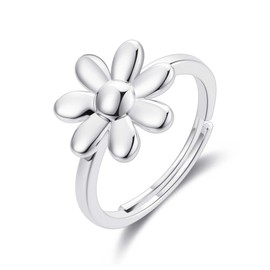 Philip Jones Silver Plated Adjustable Daisy Ring