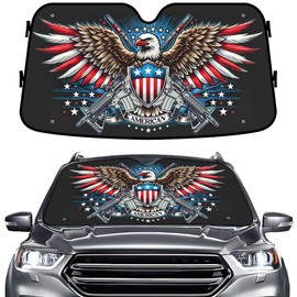 GENANY Eagle Windshield Sun Shade for Car SUV Truck (55x30 Inches), Patriotic Sun Shade Windshield, Shades for Front Windows, Protector Blocks UV, Car Decor