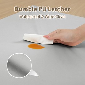 Yumiio Large Vegan Leather Baby Play Mat for Floor,1.3"Thick Foam 59x82 Foldable Waterproof Kids Play Mat,Stylish and Just Wipe-Clean Playmat for Baby Play on Floor (Grey)