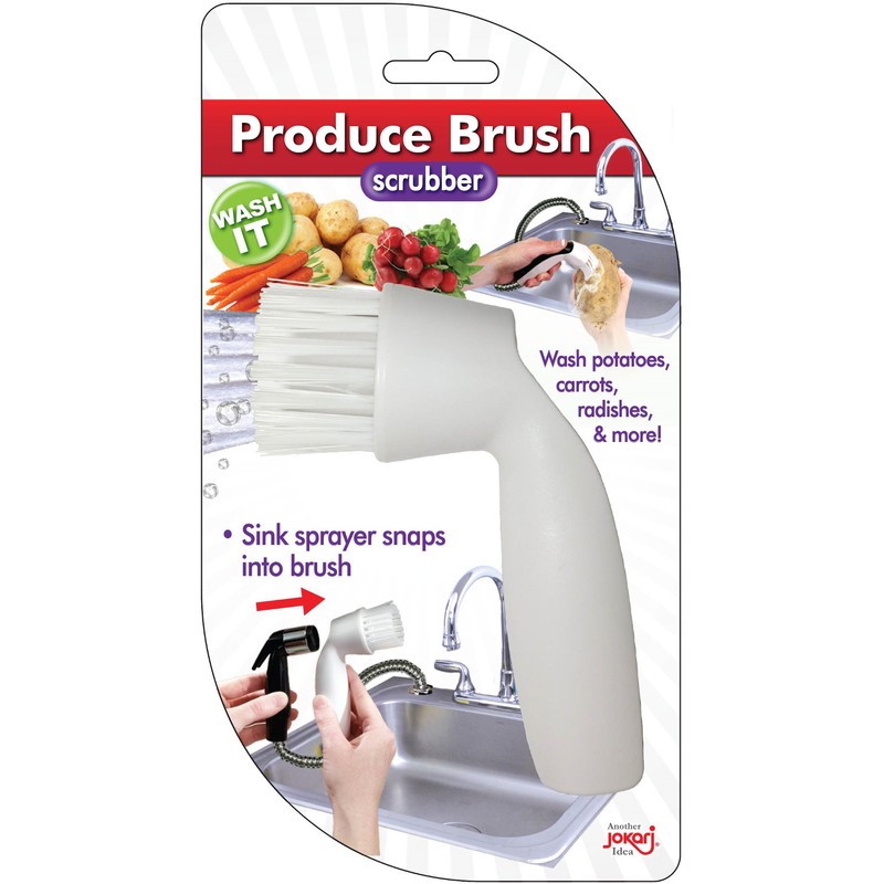 Jokari Fruit and Vegetable Cleaning Brush Snap-On Sink Sprayer Attachment