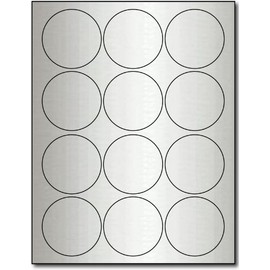 2 1/2 Round Silver Foil Labels for Laser Printers - 10 Sheets / 120 Labels by "Desktop Publishing Supplies, Inc."