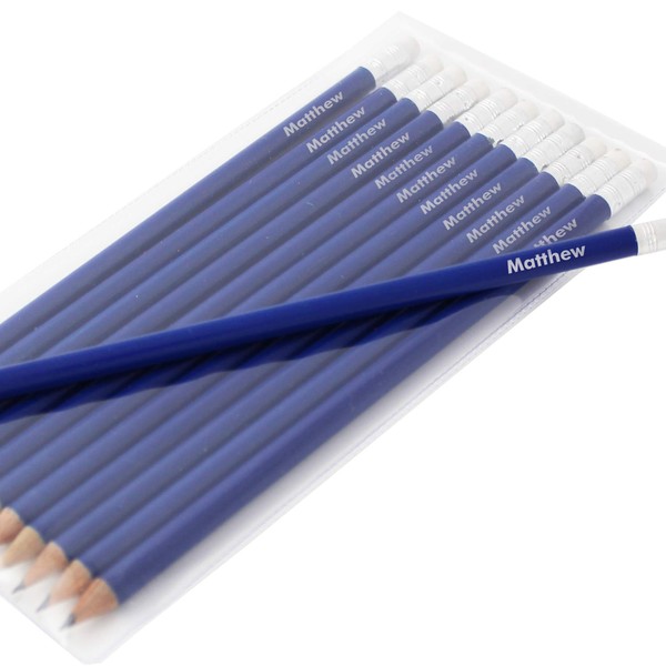 Gift Cookie Custom Personalised 12 HB Blue Pencils and rubber