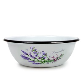 Enamel Bowl, Enamel Serving Bowl, Enameled Steel Mixing Bowl for Cooking Prepping, Vintage Salad Bowl, Fruit Bowl for Kitchen, Dishwasher Safe (Lavender, 1.6-qt. (1.5 L))