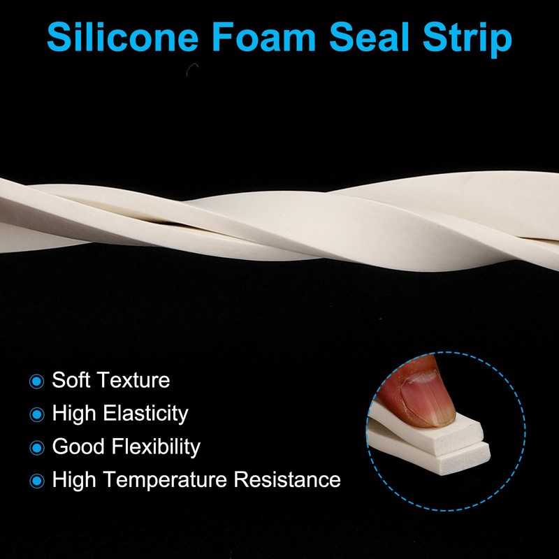 PATIKIL 1/4" Wx1/4 Tx16.4Ft Silicone Foam Seal Strip, High Density