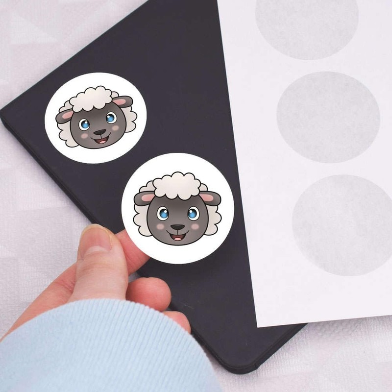 24 x 40mm Round 'Happy Sheep Face' Stickers (SK00058359)