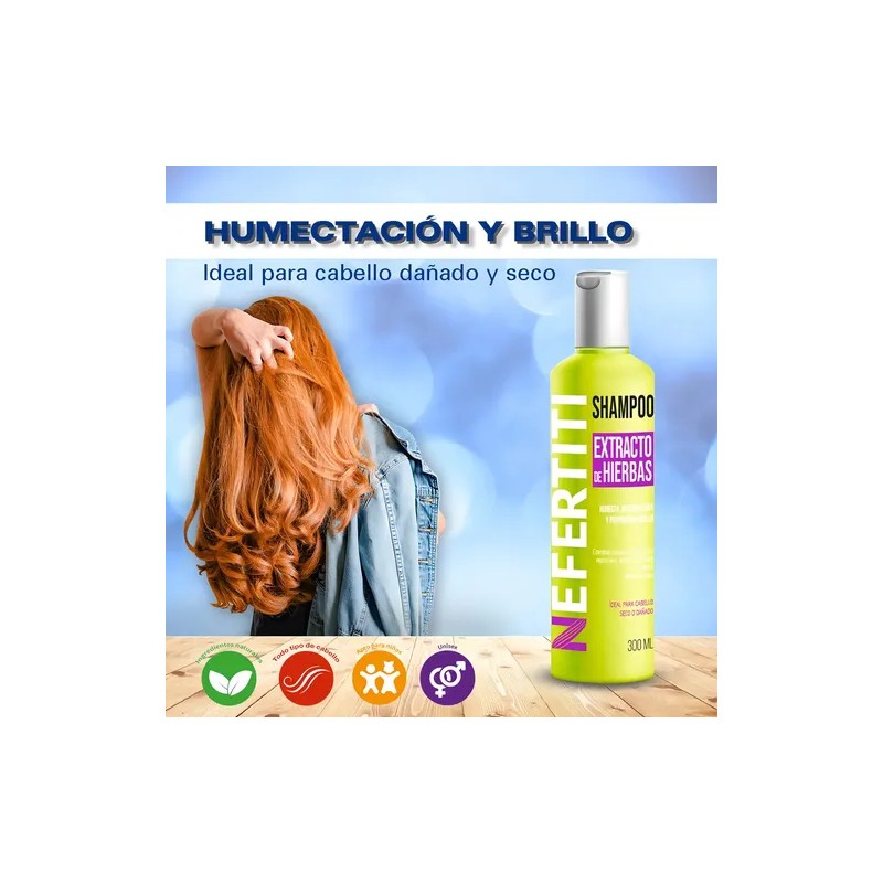 Shampoo De Hierbas Cabello Dañado Nefertiti 300ml