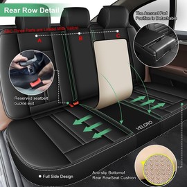 Seat Covers Full Set Fit for Chevy Colorado 2015-2023 2024 2025 Crew Cab | Extended Cab Z71 LT ZR2 Work Truck Leather Car Seat Cover Waterproof Automotive Seat Cushion Protectors(5 Seats,Black)