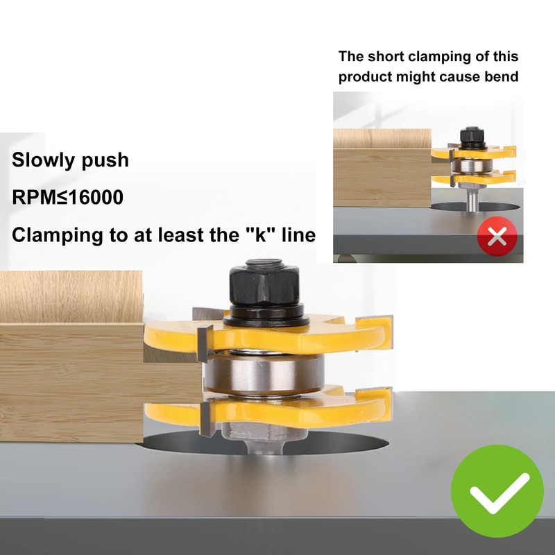 Yougfin 2PCS Tongue and Groove Set , 1/4" Shank Router