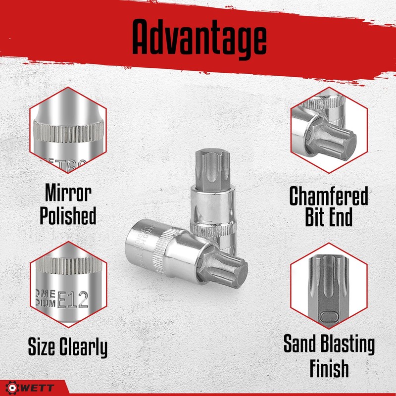 WETT Master Torx Bit Socket and External Torx Socket Set,