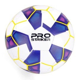 Pro Striker Football Soccer Ball for Training and Matches, Blue and White, Size 5