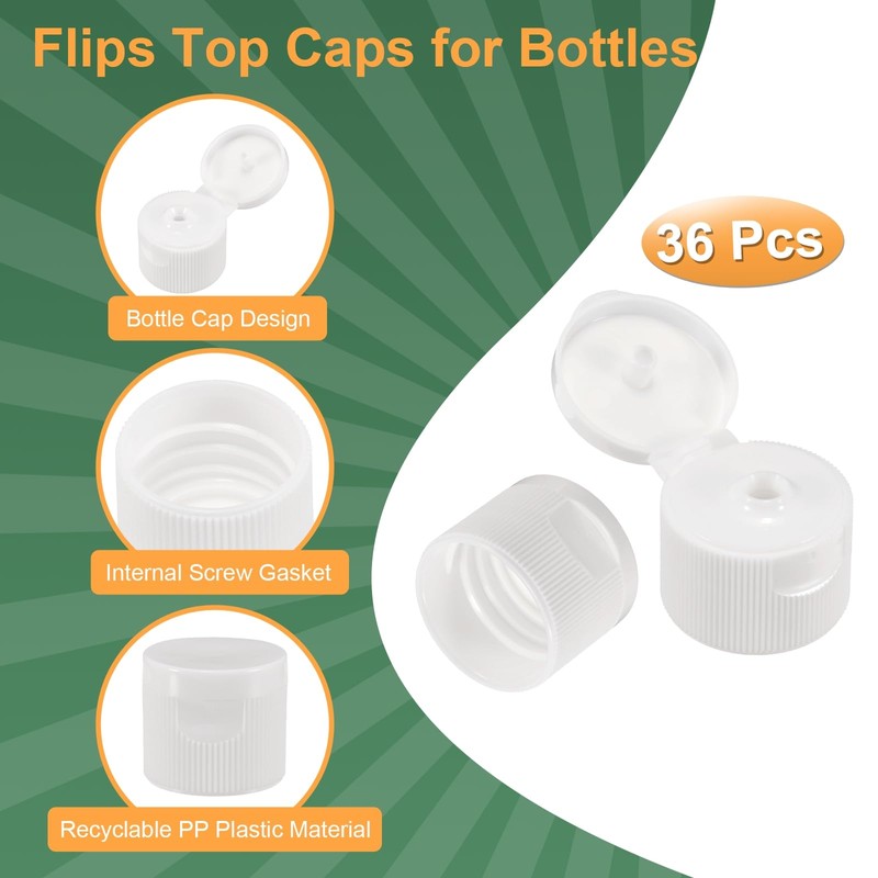 sourcing map 36pcs 28/410 Flips Top Caps for Bottles, Replacement