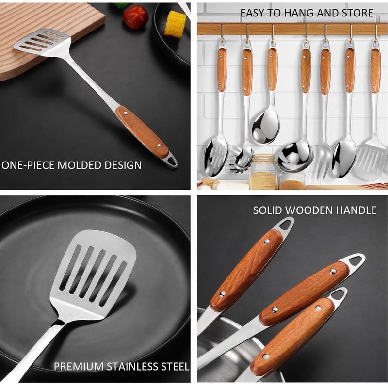 304 Stainless Steel Cooking Utensils Set,9PCS Metal Kitchen Utensils Set