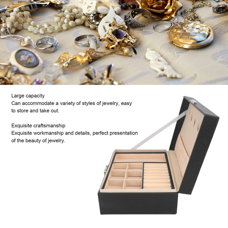 Double Layer Jewelry Box Soft PU Leather Jewelry Storage Organizer