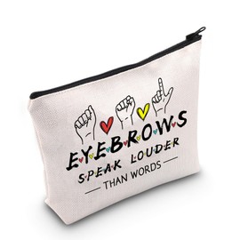 PLITI Eyebrow Artist Gifts Esthetician Gifts Makeup Artist Gift Eyebrows Speak Louder Than Words Funny Beautician Makeup Bag (eyebrows speak louder bagU)
