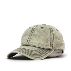 The Vintage Year Heavy Washed Wax Coated Cotton Adjustable Low Profile Men Women Baseball Cap (Snow Washed Olive Green)