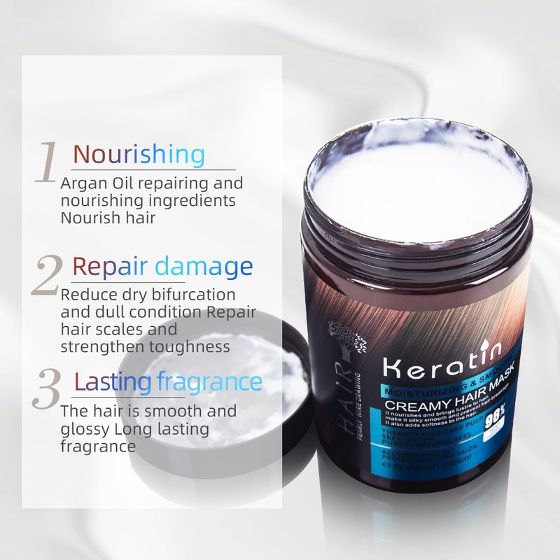 (Keratin Creamy 1L) Keratin Moisturizing & Smoothing Creamy Hair Mask