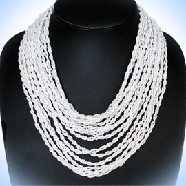 Twisting Strand Snow White Beads Layered Unique Chic Crystal Rhinestone Elegant Jewelry Necklace For Women