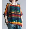 SECOND ROOTS Women's Top Tunic Design, Retro, Multi, Patterned, Short