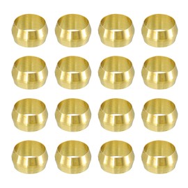 sourcing map 30Pcs Fit for 3/8" Tube OD Brass Compression Sleeve Ferrules Brass Compression Tube Fitting for Water Oil Air Pipe