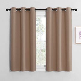 NICETOWN Cappuccino Small Window Kitchen Blackout Curtains, Thermal Insulated Solid Grommet Blackout Short Drapes for Bedroom (Set of 2, 42 by 48 Inch)