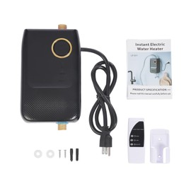 JAYGOVAN 3KW Electric Mini Tankless Water Heater Instant Hot Water Heater Eliminate Time with Digital Display Mini Instant Electric RV TR Trailer Kitchen Compact for Wall or Floor Mounted (Black)