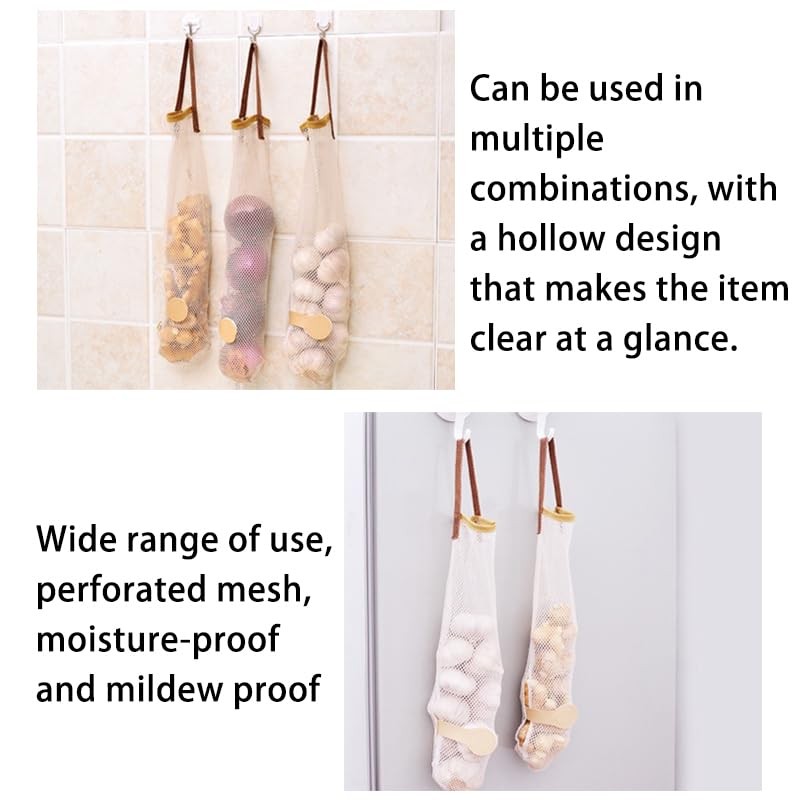 6 Pcs Mesh Produce Bags,Long Hanging Net Bag,Reusable Washable Grocery