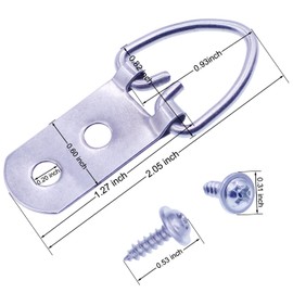 Heavy Duty D-Ring Picture Hangers with Screws, 30 Pcs Large Wide D Ring Picture Hanging Hardware, 2 Holes Picture Hooks for Mirror, Clock, Decoration, Paintings, Artwork Picture Frame