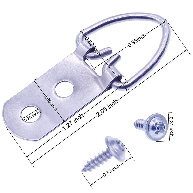 Heavy Duty D-Ring Picture Hangers with Screws, 30 Pcs Large