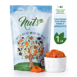 NUTS U.S. - California Sun Dried Fancy Apricots | Juicy and Tangy Flavor | No Sugar or Color Added | Gluten Free and NON-GMO | Apricots In Resealable Bags (1 LB)