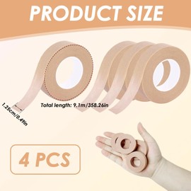4 Rolls Micropore Surgical Tape, Nose Tape After Rhinoplasty, Breathable Flexible Skin Tape for Wound Dressing Care Sports Eyelash Extension Injuries, 1.25cm x 9.14m, Skin Color