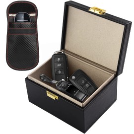 Diyife Faraday Box Comes with Signal Blocking Bag, Keyless Go Protection Car Key Box, Anti-Theft RFID Signal Blocking Case for Car Keys, Phones, Credit Card