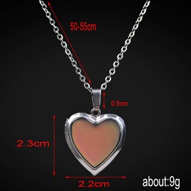 swqfzki Temperature Sensing Color Changing Pendant Necklace Love Heart Locket Mood Necklace Gift (Love Heart Locket)