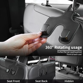 JEYODA Flexible PU Vehicle Storage Hanger, Universal Multifunctional Headrest Hooks for Car and Home (Style 2-Black)