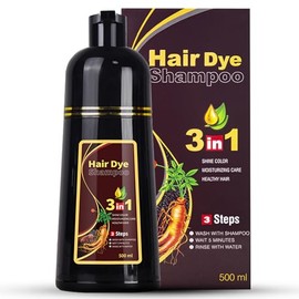 Dark Brown Hair Dye Shampoo 3 in 1, Gentle Formula for Gray Hair Coverage