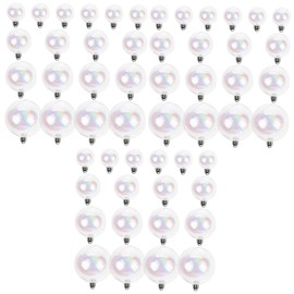 Toddmomy Pack of 54 Christmas Baubles Christmas Bauble Pendants Decorative Baubles Hanging Christmas Baubles Christmas Tree Decoration Iridescent Ornaments Small Large Plastic Glass Props