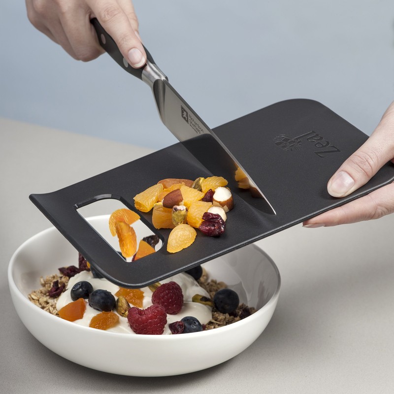 Zeal “Straight To Pan” Slim Kitchen Chopping Board, Plastic, Black,