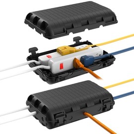 Caja Eléctrica Impermeable para Exteriores, 2 Paquetes de Gran Cubierta Protectora de Cable de Extensión, Caja de Seguridad de Conexión de Enchufe IP54 Resistente al Agua para Tira de Enchufes, Luz y