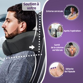 Ergonomisches Reisekissen für Flugzeug, Auto und Zug. Sehr bequemes Nackenkissen bietet doppelte Unterstützung für das Kinn, verhindert das Kippen des Kopfes nach vorne