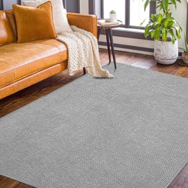 UMBFUN Area Rugs 5x7 for Bedroom Living Room Non-Slip, Washable Rug Chenille Weaving Ultra Soft for Kids and Dogs, Throw Rugs Carpet for Dining Room Decor, Light Gray